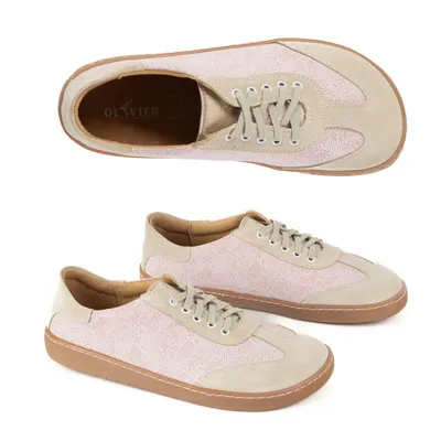 Buty barefoot damskie skórzane Olivier Eliza kwiaty różowe