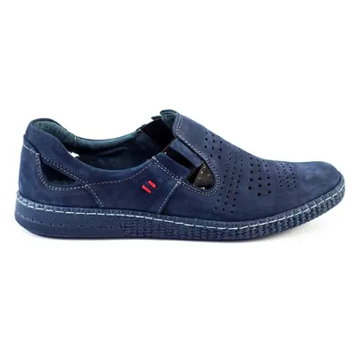 Buty męskie skórzane wsuwane 864 granatowe