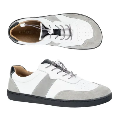 BUTY DAMSKIE BAREFOOT SKÓRA MINIMALISTYCZNE SZEROKIE ARIA białe z szarym