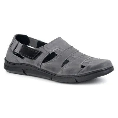 Buty męskie skórzane 54KZ szare lekkie przewiewne na lato