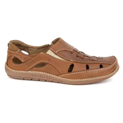 Buty męskie wsuwane przewiewne 204L camel brązowe