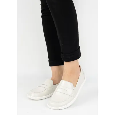 BAREFOOT Eleganckie Damskie minimalistyczne mokasyny skórzane 1280 ecru