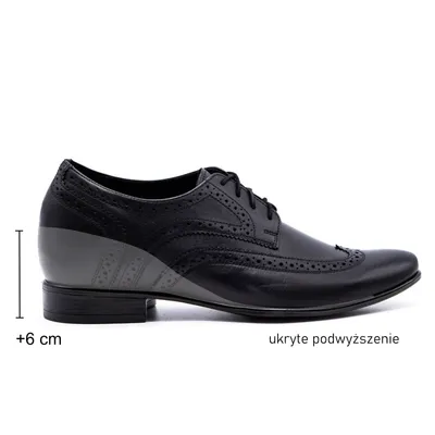 Buty męskie podwyższające wizytywe 617P podwyższające + 6 cm czarne