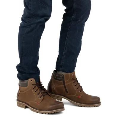 Buty męskie zimowe trzewiki skórzane 1970 brązowe