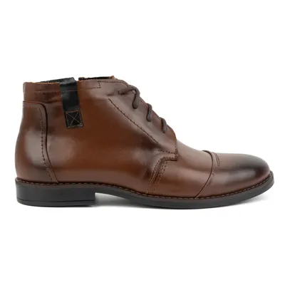 Buty męskie zimowe eleganckie trzewiki 282LU brązowe