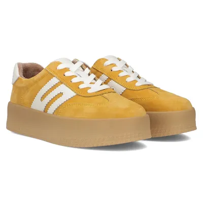 Skórzane sneakersy Filippo DP6994/25 żólty zamsz