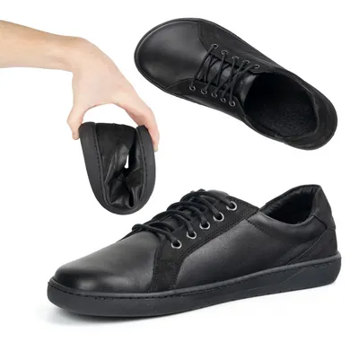 Buty męskie barefoot minimalistyczne skórzane 909J czarne