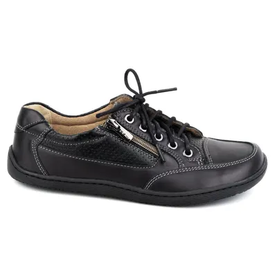 BAREFOOT Damskie minimalistyczne półbuty skórzane OLIVIER 770 perforowane czarne