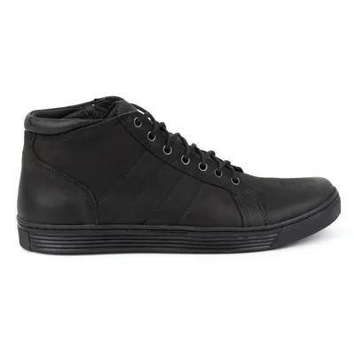 Buty męskie sznurowane skórzane za kostkę 311KZ CZARNE