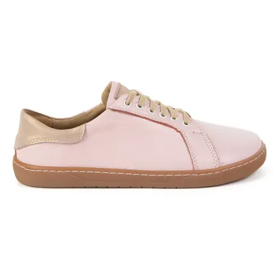 Aura: Różowe Damskie Barefoot Sneakersy Skórzane | Modne Buty Minimalistyczne, Zerowy Drop