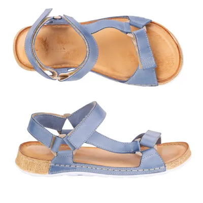 Sandały damskie barefoot-friendly Kallia skórzane niebieskie
