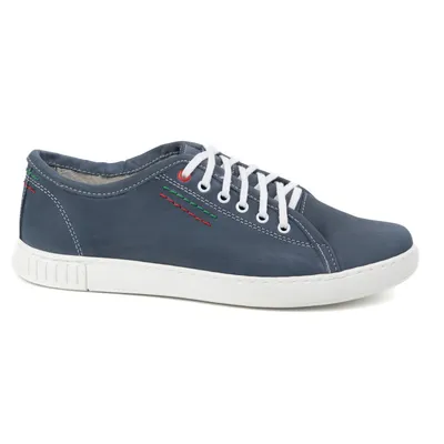 Buty Polbut Skórzane Sneakersy Męskie Model 2129 granatowe