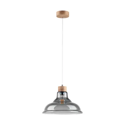 Lampa wisząca avino 1xe27 max.60w dąb olejowany/przezroczysty kabel pcv/szkło dymne 9873074