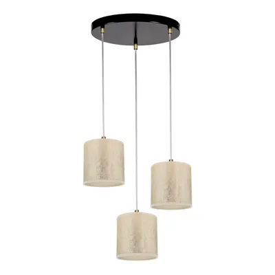 Lampa wisząca ora 3xe27 maks. 25w czarny metal/przezroczysty kabel pcv/klosz ze złotej tkaniny 962041322