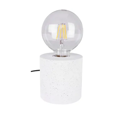 Mocna okrągła lampa stołowa 1xe27 maks. 25w biały beton/czarny kabel pvc 6070937