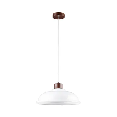 Lampa wisząca molde 1xe27 maks. 60w drewno bukowe orzechowe/przezroczysty kabel pvc/białe szkło 9884076