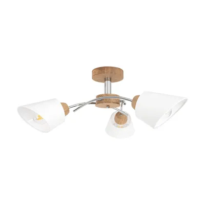Lampa sufitowa mette wood 3xe27 max.40w dąb olejowany/chromowany metal/klosz z białej tkaniny 8341374