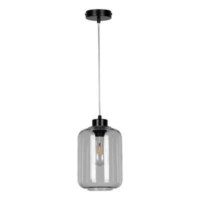 Lampa wisząca tarro 1xe27 max.60w czarny metal/przezroczysty kabel pcv/szkło dymne 15890104