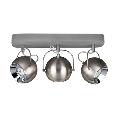 Betonowa lampa sufitowa ball w zestawie 3xled gu10 5w szary beton/satynowy metal 5131336