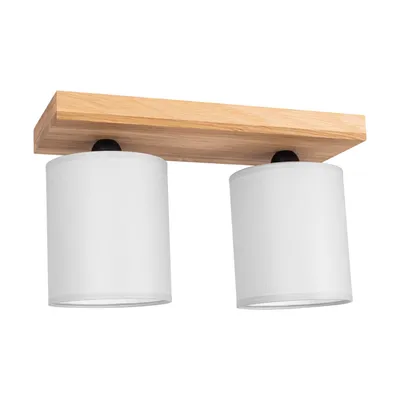 Lampa sufitowa morris 2xe27 max.25w dąb olejowany/czarny metal/szary abażur tkaninowy 4027418811121