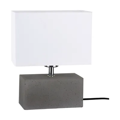 Mocna podwójna lampa stołowa 1xe27 maks. 25w szary beton/czarny kabel pvc/biały klosz z tkaniny 7381936