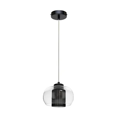 Lampa wisząca cordia 1xe14 maks. 9w czarny metal/przezroczysty kabel pvc/czarny klosz z tkaniny/szkło przezroczyste 1192104a1028