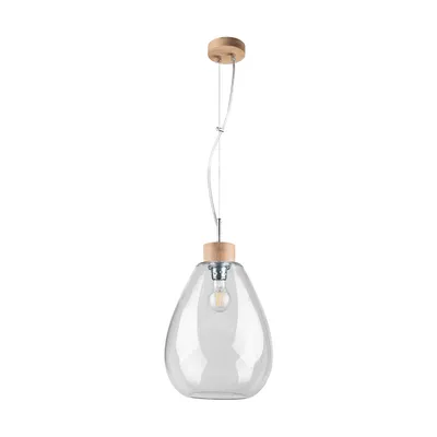 Lampa wisząca piro 1xe27 max.60w dąb olejowany/przezroczysty kabel pcv/przezroczyste szkło 9822074