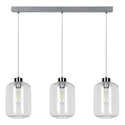 Lampa wisząca tarro 3xe27 max.60w chrom metal/przezroczysty kabel pcv/przezroczyste szkło 15880328