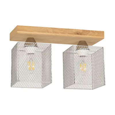 Lampa sufitowa norman wood 2xe27 max.25w dąb olejowany/chromowany metal 8175274