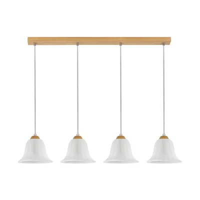 Lampa wisząca anna 4xe27 max.60w dąb olejowany/przezroczysty kabel pcv/szkło białe 17940474