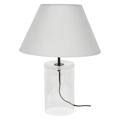 Lampa stołowa dove 1xe27 maks. 40w przezroczyste szkło/czarny kabel z tkaniny/szary klosz z tkaniny 779149110