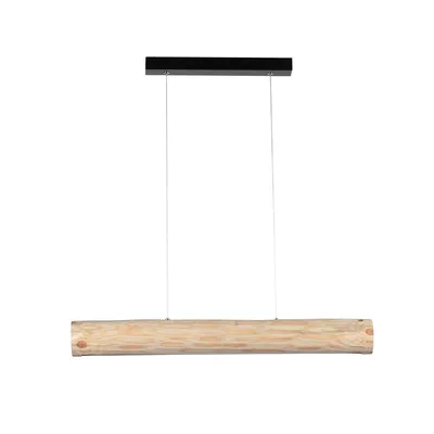 Lampa wisząca lucas 1xled samsung 24v zintegrowana 2380lm 3000k 25,5w naturalna sosna/czarny metal/przezroczysty kabel pcv ze ściemniaczem dotykowym 69460104