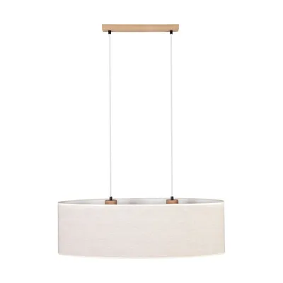 Boho lampa wisząca 2xe27 max.40w dąb olejowany/transparentny pvc/beżowy 17910274