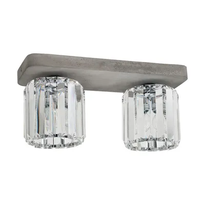 Lampa sufitowa glory 2xe27 max.60w szary beton/przezroczyste szkło 2361236