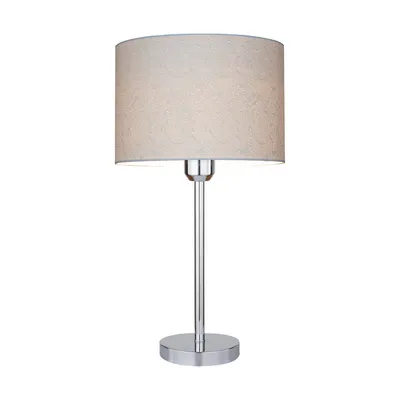 Lampa stołowa leila 1xe27 maks. 60w chromowany metal/przezroczysty kabel pvc/wielokolorowy papier + klosz z pcv ze wzorem paisley 7653028