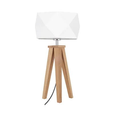 Lampa stołowa finja 1xe27 maks. 60w dąb olejowany/antracytowy kabel z tkaniny/biały klosz z tkaniny 6831174