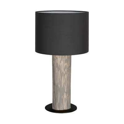 Lampa stołowa pino mix 1xe27 maks. 40w barwiona sosna szara/czarny metal/czarny kabel z tkaniny/antracytowy klosz z tkaniny 776048904