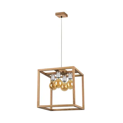 Kago lampa wisząca 4xe27 max.60w dąb olejowany/chrom/transparentny 61580474