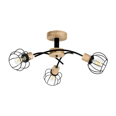 Lampa sufitowa viviane 3xe27 max.60w dąb olejowany/czarny metal 8224374