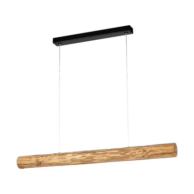 Lampa wisząca lucas 1xled samsung 24v zintegrowana 2380lm 3000k 25,5w bejcowana sosna brązowa/czarny metal/przezroczysty kabel pcv ze ściemniaczem dotykowym 69480104