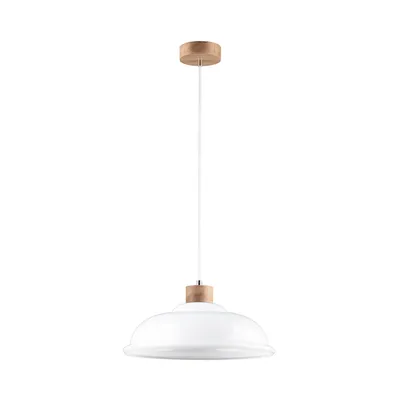 Lampa wisząca molde 1xe27 max.60w dąb olejowany/przezroczysty kabel pcv/szkło białe 9884074