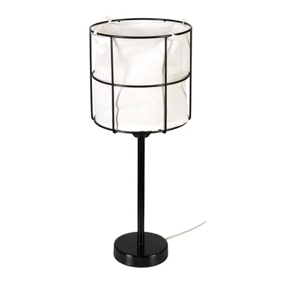 Lampa stołowa marinero 1xe27 maks. 15w led czarny metal/czarny kabel pvc/biały lniany klosz 724430104