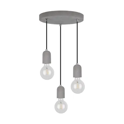 Lampa wisząca amory 3xe27 max.60w szary beton/czarny kabel tkaninowy 9779336r