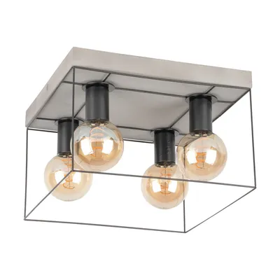 Betonowa lampa sufitowa gretter 4xe27 max.60w szary beton/czarny metal 919408436