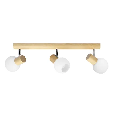 Lampa sufitowa karin 3xe14 max.40w drewno brzozowe/białe szkło 2231360