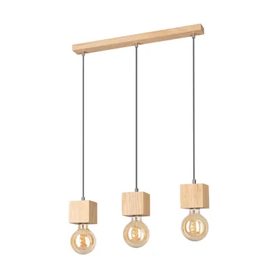 Kwadratowa lampa wisząca trongo 3xe27 max.60w dąb olejowany/antracyt tkanina kabel 7161374l