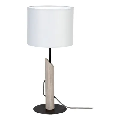 Colette szara lampa stołowa 1xe27 maks. 40w barwiona sosna szara/czarny metal/czarny kabel z tkaniny/szary klosz z tkaniny 8620217104