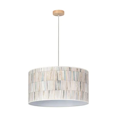 Luna lampa wisząca 1xe27 maks. 60w drewno brzozowe/przezroczysty kabel pcv/wielokolorowy klosz tapety 1016008410261
