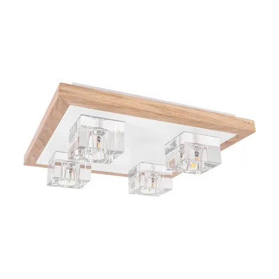 Lampa sufitowa berko w zestawie 4xg4 2,5w dąb olejowany/biały metal/biało-przezroczyste szkło 4047405800000