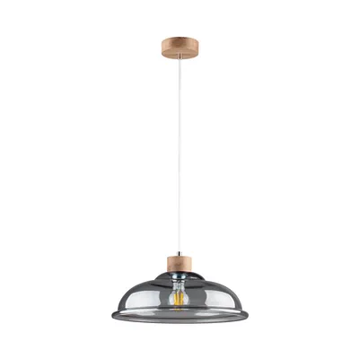 Lampa wisząca molde 1xe27 max.60w dąb olejowany/przezroczysty kabel pcv/szkło dymne 9883074